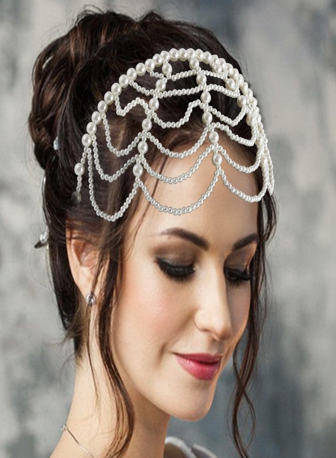 HLTOO 1920s Pearl Cap Headpiece, Roaring 20s Headbands for women, Head Chain Hair Accessories, for Wedding Bridal Cosplay Halloween Art Decor Party - Image 4